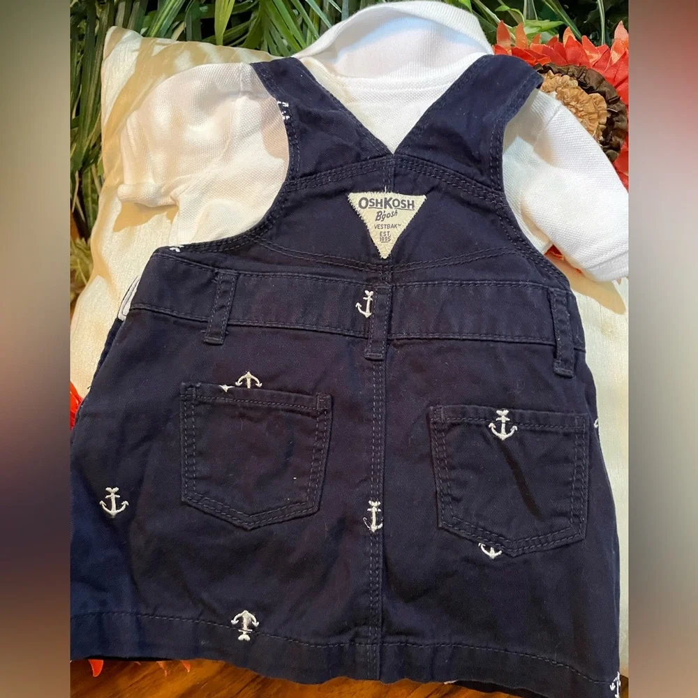 Nautical OSHKOSH 2pc Jumper Navy w WHT onesie Sz: 6M💙Here’s Mr Handsome NEW